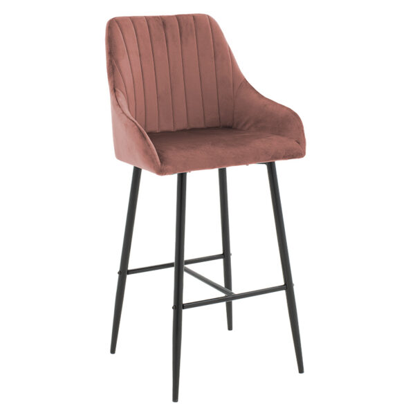 Bar Stool Patrin metal black legs - velvet rotten apple color - Image 1