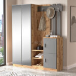 Entrance unit Doorse Складиште™ melamine dark grey-sonoma 147.5x35x180cm - Image 2