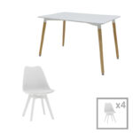 Student dining set Natali-Gaston Складиште™ set 5 pcs white 120x80x76cm