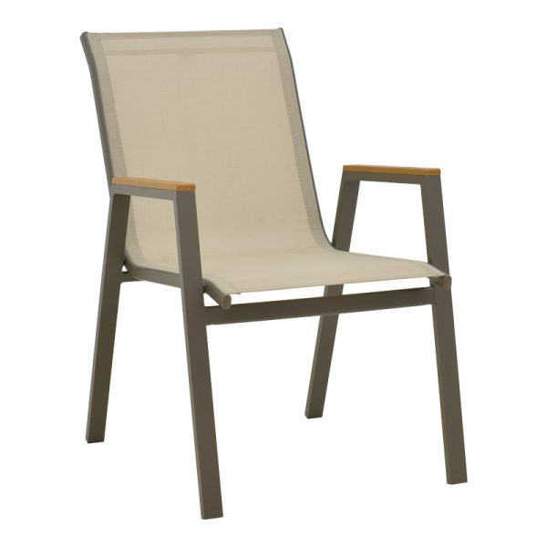 Azelie armchair Складиште™ champagne aluminum and textilene in light gray shade 56x75x88cm - Image 1