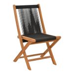 Foldable Banou chair Складиште™ teak wood and pe rope in black shade 52.5x56x89cm