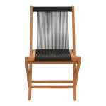 Foldable Banou chair Складиште™ teak wood and pe rope in black shade 52.5x56x89cm - Image 5