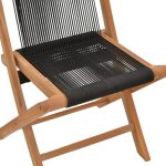 Foldable Banou chair Складиште™ teak wood and pe rope in black shade 52.5x56x89cm - Image 8