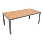 Dining table Nares-Clutch set of 7 Складиште™ anthracite aluminum and plywood in natural shade 180x90x72.5cm - Image 4