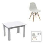 Dining table set of 5 pieces Manka-Julita Складиште™ in white color 110x80x77cm